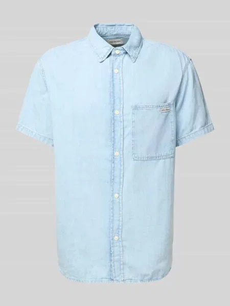 Koszula jeansowa z kołnierzykiem typu kent Calvin Klein Jeans niebieska