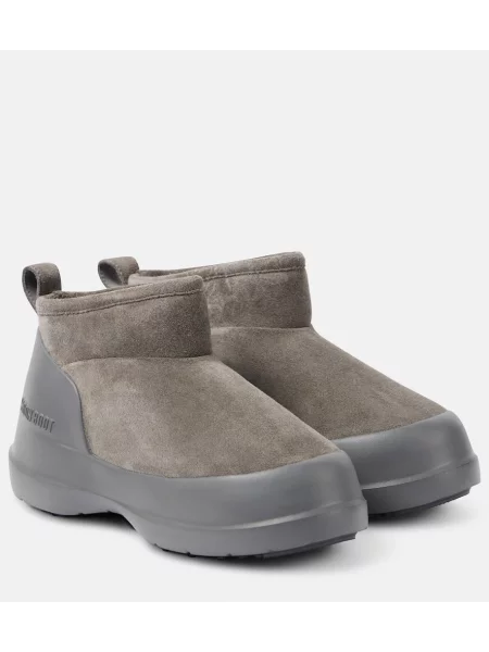 Botine Moon Boot din piele de căprioară gri