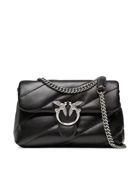 Klasična usnjena pisemska torbica Pinko črna