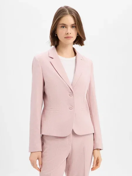Żakiet o kroju slim fit z kołnierzem z połami More & More różowa