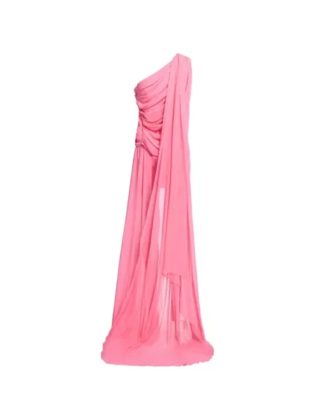 Rochie mini Elie Saab drapată cu un umăr gol roz