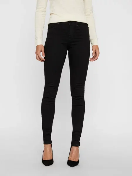 Jeansy z dodatkiem streczu model ‘Tanya’ Vero Moda czarne