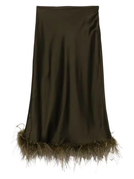 Fustă Blumarine din satin cu pene verde