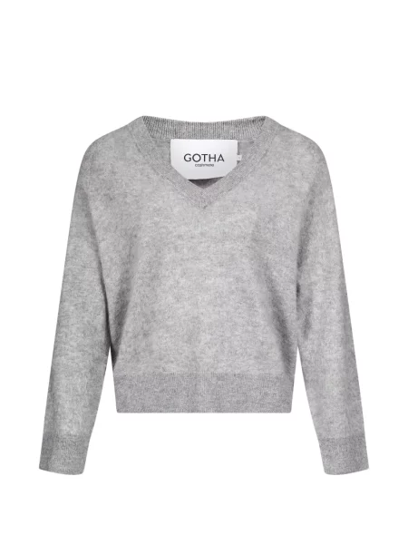 Pulover Gotha cu decolteu în V gri