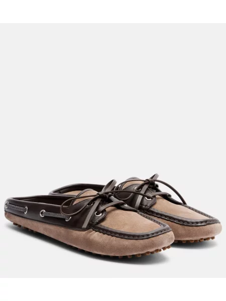 Mules Brunello Cucinelli iz semiša rjava