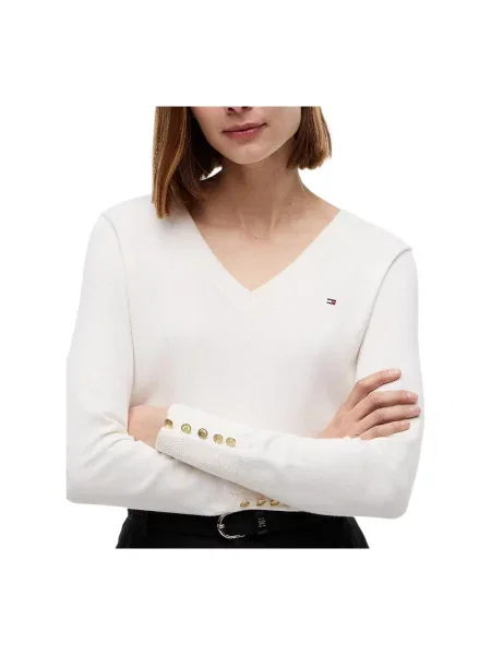 Pulover Tommy Hilfiger din jerseu bej