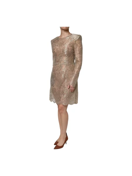 Sukienka mini Dolce And Gabbana w kwiatki koronkowa żółta