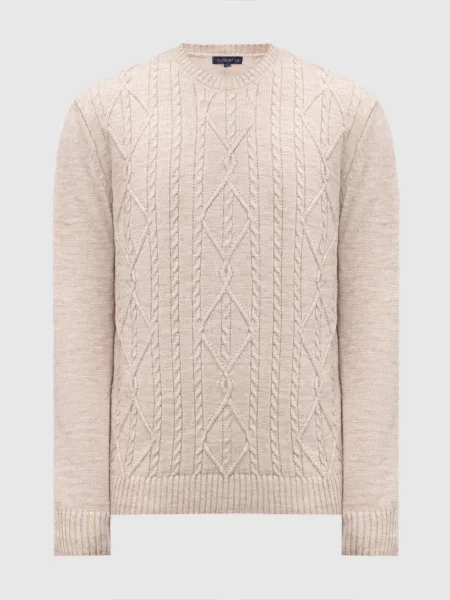 Светр з вовною у візерунок Florentino бежевий