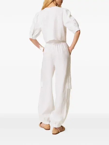 Haftowane joggery Twinset białe