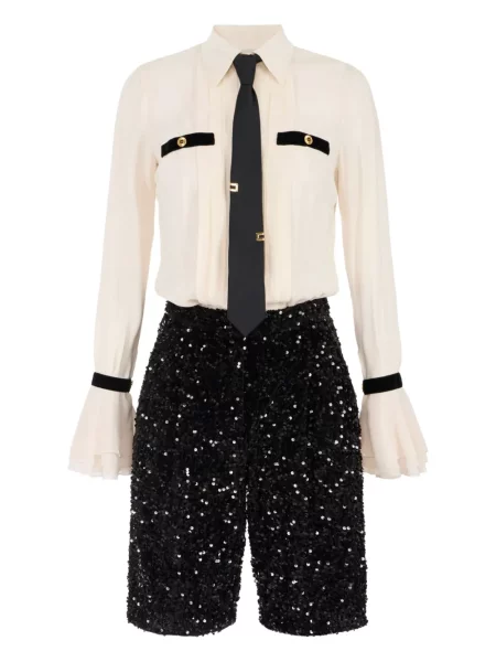 Kombinezon Elisabetta Franchi z cekinami biały