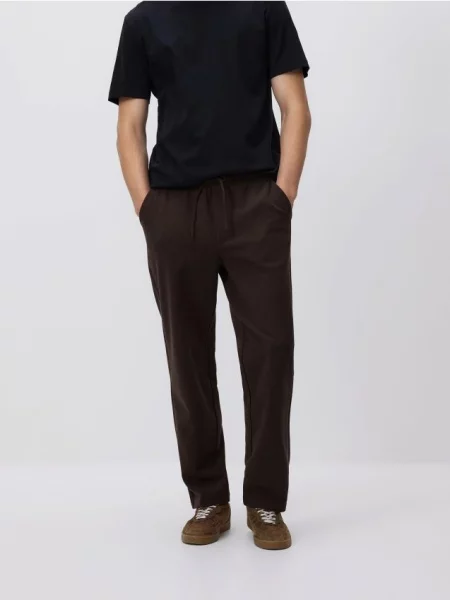 Reserved Pantaloni cu șnur decorativ maro