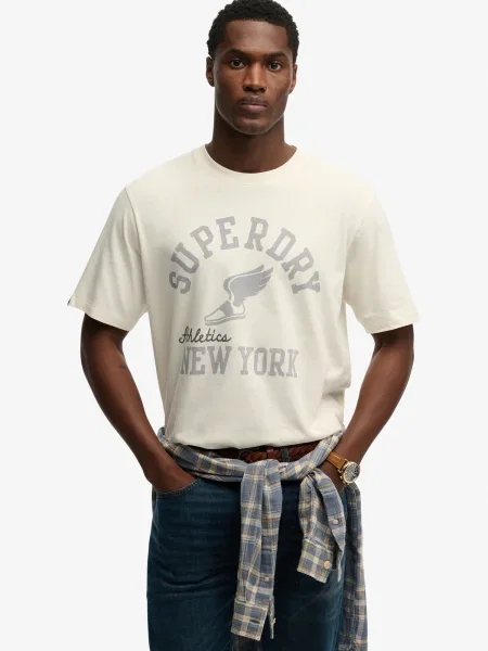 Superdry & Co Tričko ATH ESS sivá šedobiela čierna