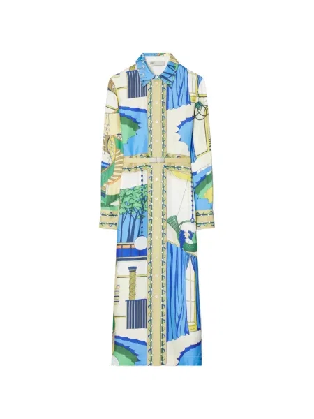 Rochie tip cămașă Tory Burch de mătase cu imagine