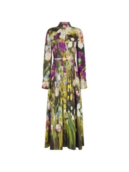Rochie midi Oscar De La Renta cu model floral cu imagine verde
