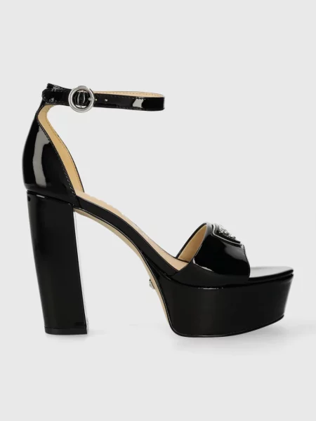 Кожени сандали Guess SETON черно