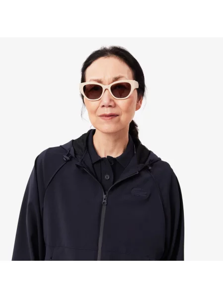Lacoste Kurtka Przeciwdeszczowa Z Kapturem Relaxed Fit granatowa