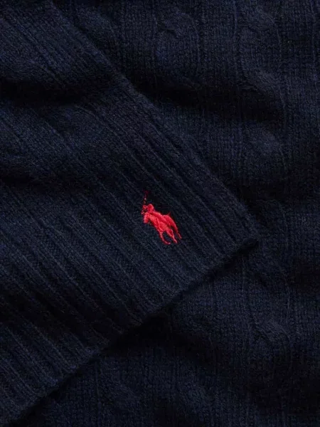 Polo Ralph Lauren szalik wełniany gładki granatowy