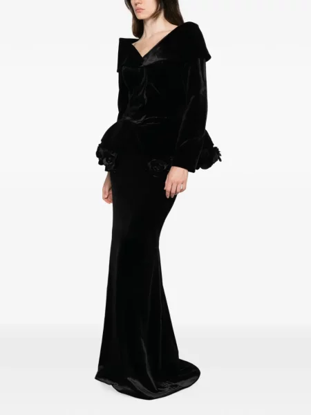 Top Adamaris cu model floral cu aplicații negru