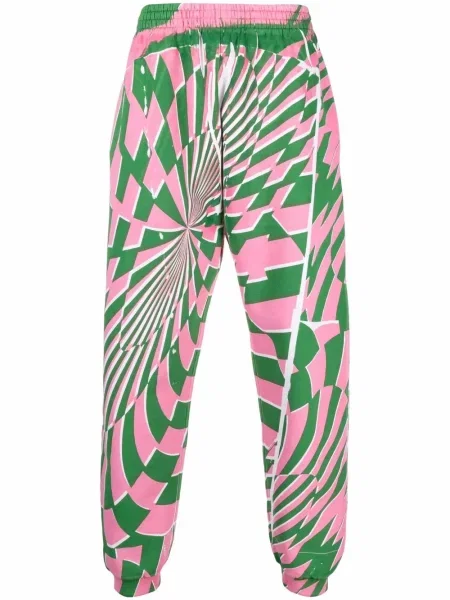 Pantaloni Stella Mccartney cu imprimeu geometric alergare verde