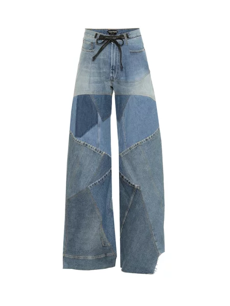 Blugi Tom Ford cu talie înaltă albastru