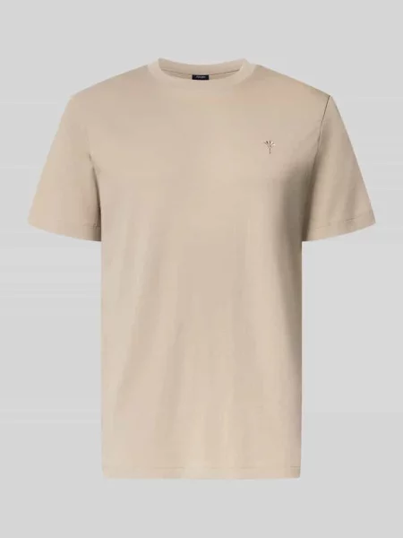 T-shirt z okrągłym dekoltem i wyhaftowanym logo Joop! Collection beżowa