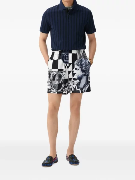 Pantaloni scurți Versace de mătase negru