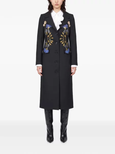 Palton Elie Saab cu model floral negru