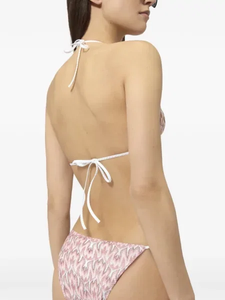 Bikini Missoni tricotate roz