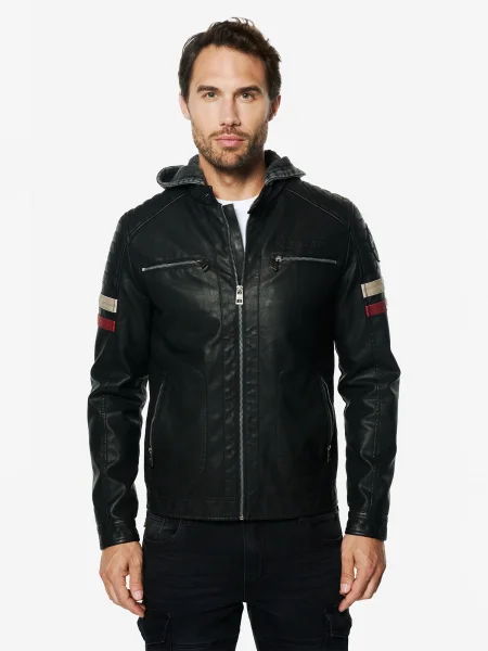 KOROSHI Geacă de primăvară-toamnă roșu bordeaux / negru / murdar alb