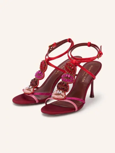 Kurt Geiger Sandały Na Z Kamyczkami Ozdobnymi pink czerwone