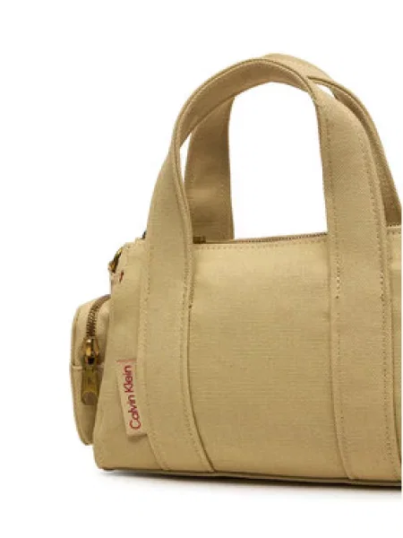 Calvin Klein Torbica Webbing Strap Canvas Pocket Bag bež