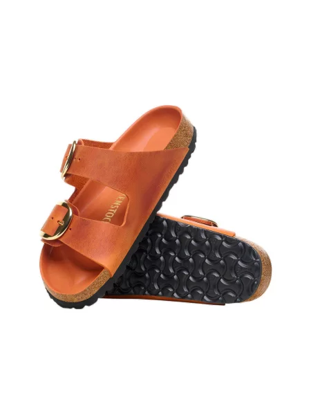 Birkenstock šľapky dámske kožené na plochom oranžová