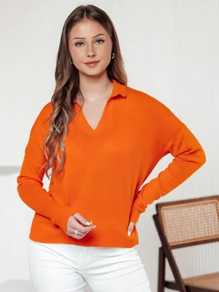 Sweter one size oversize VISTILLA Dstreet pomarańczowy