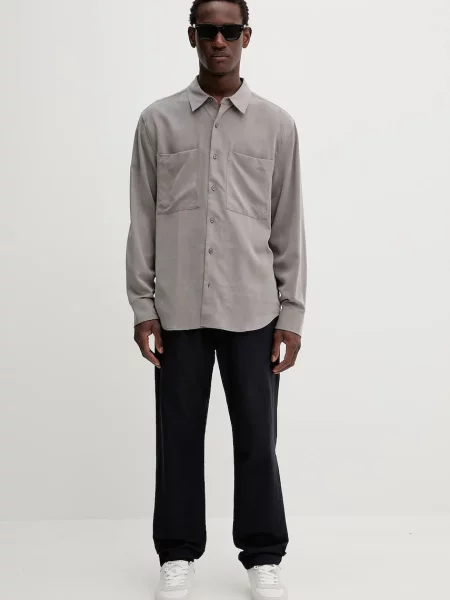 Calvin Klein koszula relaxed z kołnierzykiem klasycznym szary