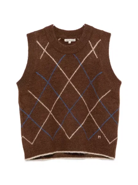 Vestă Moismont tricotate cu model argyle maro
