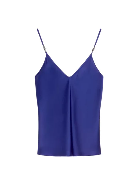 Satynowy top Max Mara Studio na ramiączkach niebieski