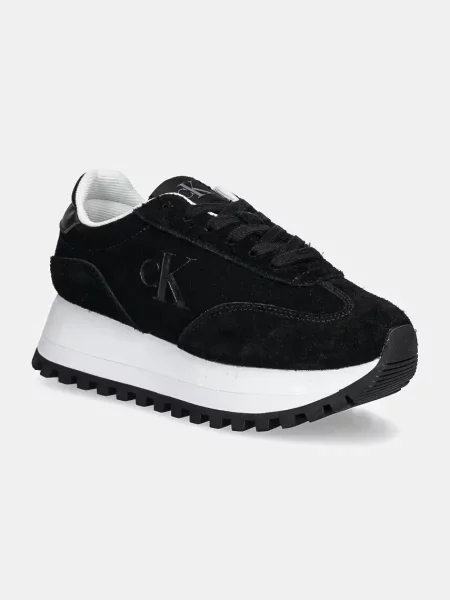 Sneakersy Calvin Klein Jeans zamszowe retro czarne