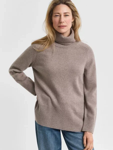 Вовняна водолазка водолазка Gant без кісточок бежева