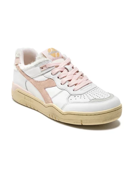 Sneakersy Diadora skórzane z kamieniami różowe