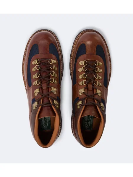 Usnjene gležnjarji Polo Ralph Lauren z vezalkami rjava