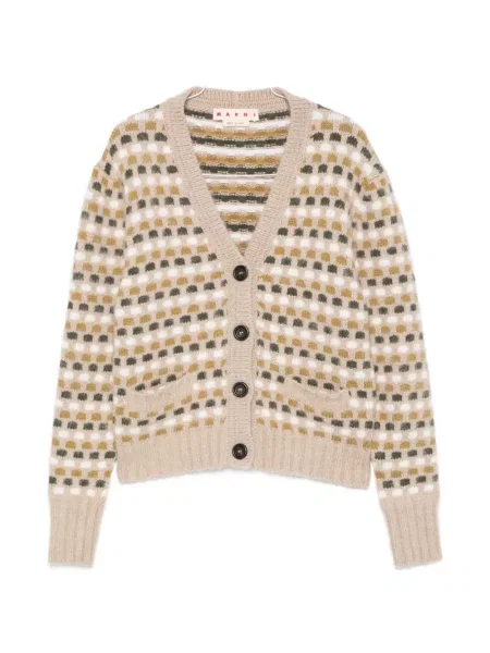Cardigan Marni cu decolteu în V cu imprimeu geometric