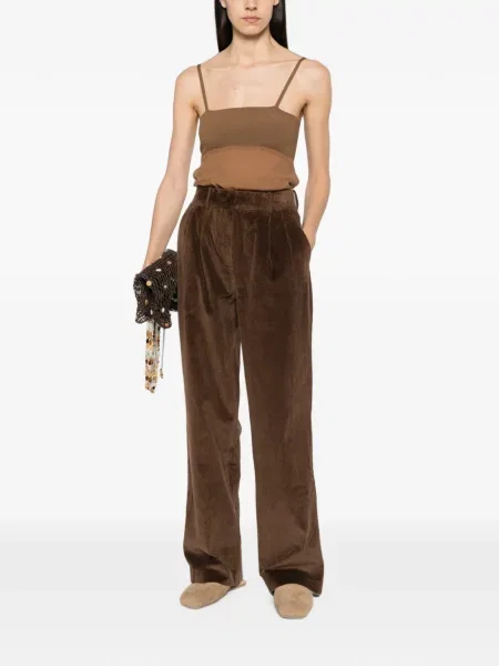 Pantaloni Aya Muse de catifea cord maro
