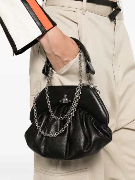 Шопинг чанта Vivienne Westwood с волани черно