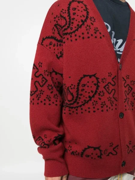 Cardigan Rhude din jacard roșu