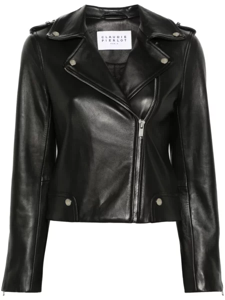 Kurtka skórzana Claudie Pierlot biker czarna