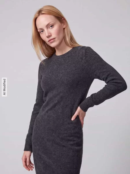 Sukienka z dzianiny o kroju podkreślającym figurę z okrągłym dekoltem model ‘DOFFY’ Vero Moda czarna