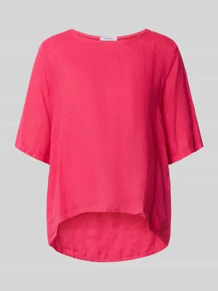 Bluzka lniana o kroju relaxed fit z rękaw o dł. model Zabaione