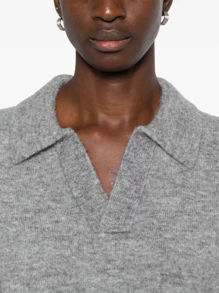 Gulerat tricou polo Dunst cu decolteu în V negru