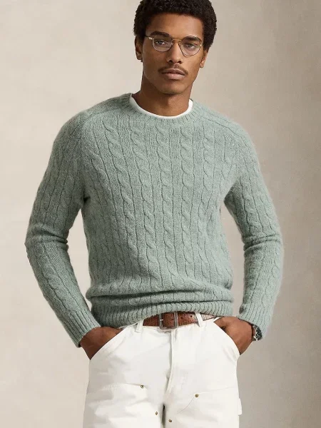 Polo Ralph Lauren pulover din amestec de lână verde