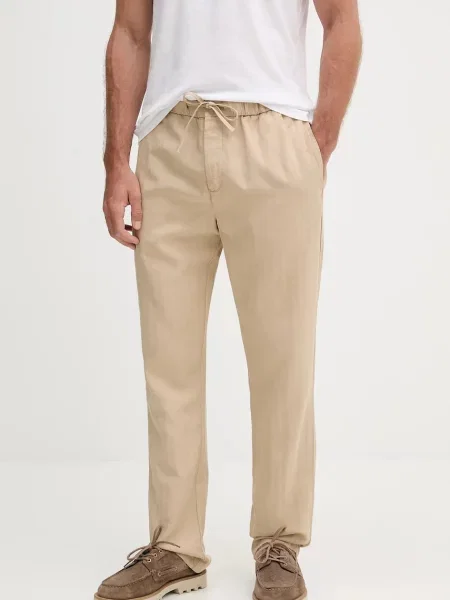 Hlače z mešanico lana Frescobol Carioca bež